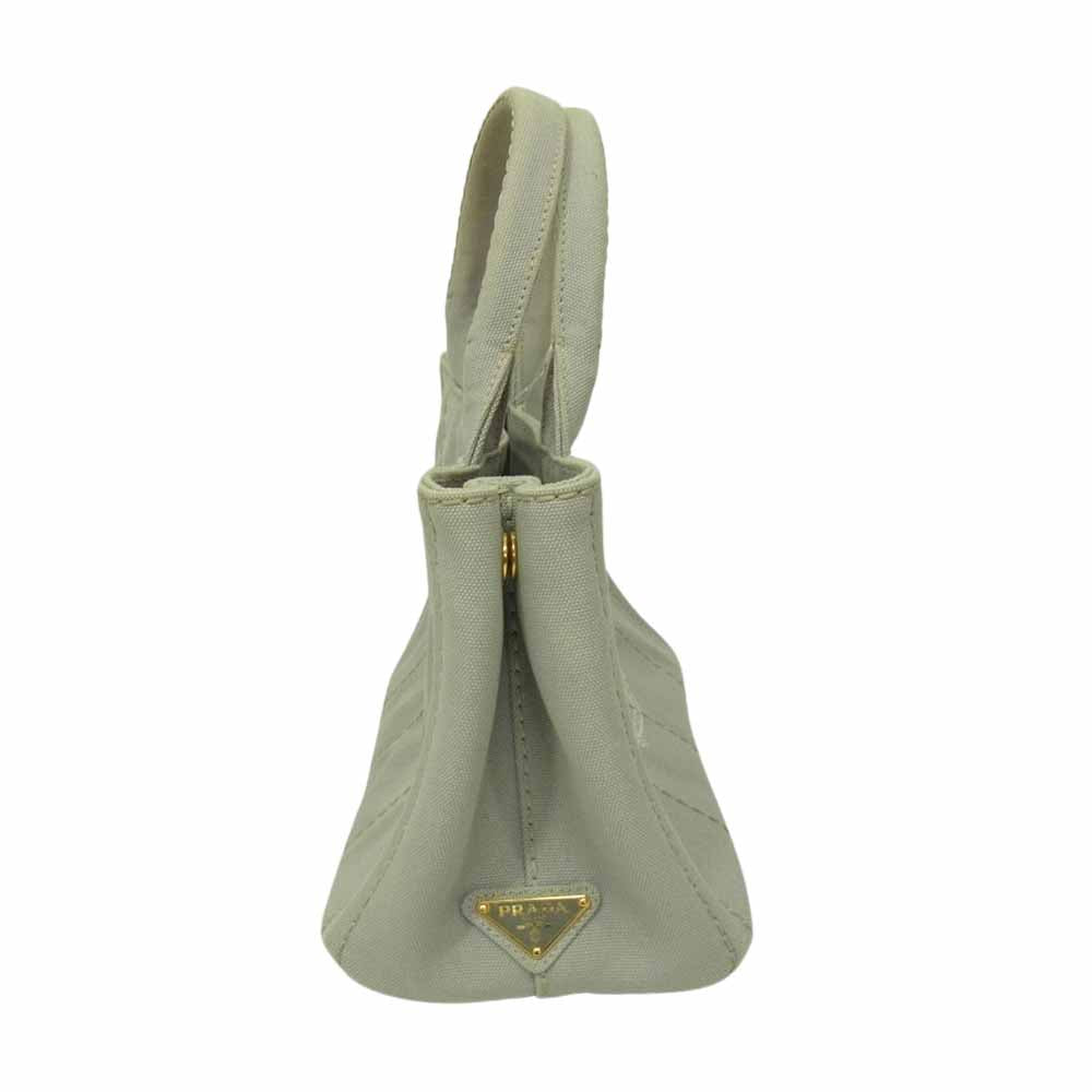 PRADA プラダ ミニ カナパ キャンバス トートバッグ グレー系【中古】