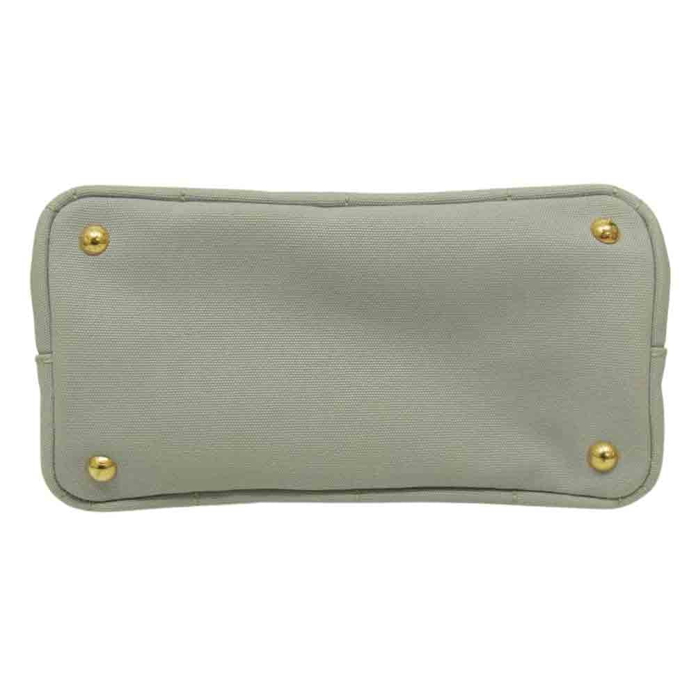 PRADA プラダ ミニ カナパ キャンバス トートバッグ グレー系【中古】