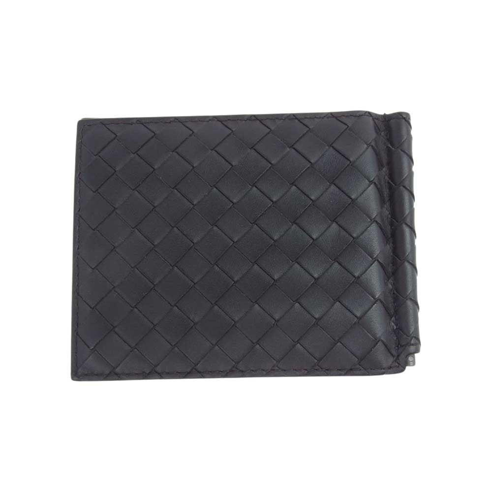 BOTTEGAVENETA ボッテガヴェネタ 123180 イントレチャート マネークリップ付き 札入れ 2つ折財布 ブラウン系【極上美品】【中古】