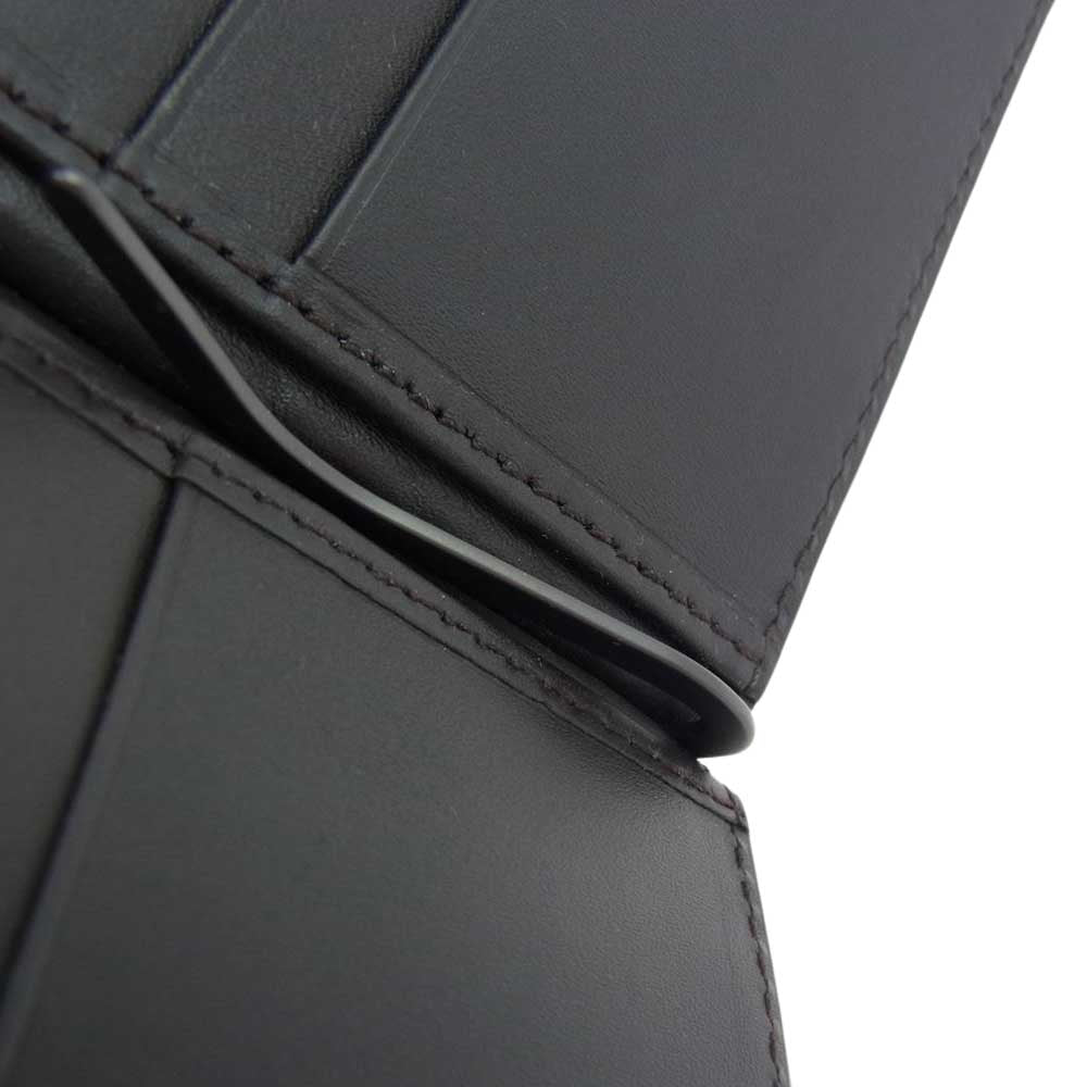 BOTTEGAVENETA ボッテガヴェネタ 123180 イントレチャート マネークリップ付き 札入れ 2つ折財布 ブラウン系【極上美品】【中古】