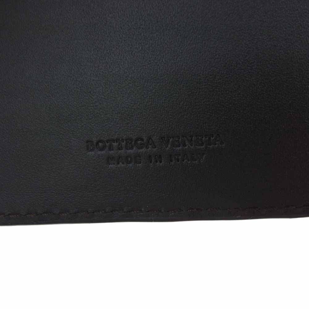 BOTTEGAVENETA ボッテガヴェネタ 123180 イントレチャート マネークリップ付き 札入れ 2つ折財布 ブラウン系【極上美品】【中古】