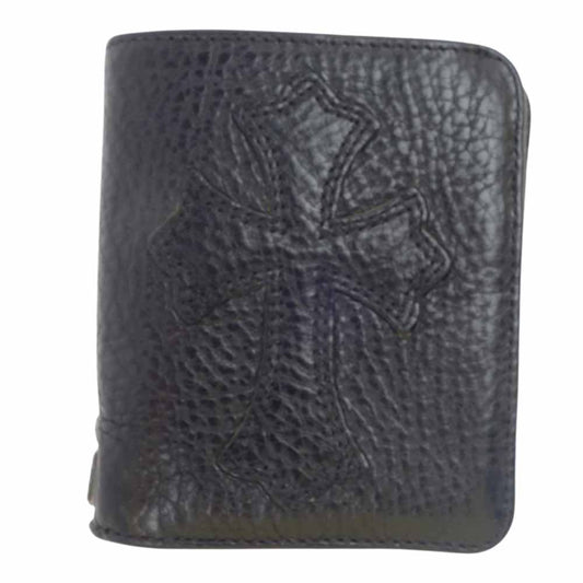 CHROME HEARTS クロムハーツ（原本無） ディジャコモ クロスパッチ レザーウォレット 二つ折り財布 ブラック系【中古】
