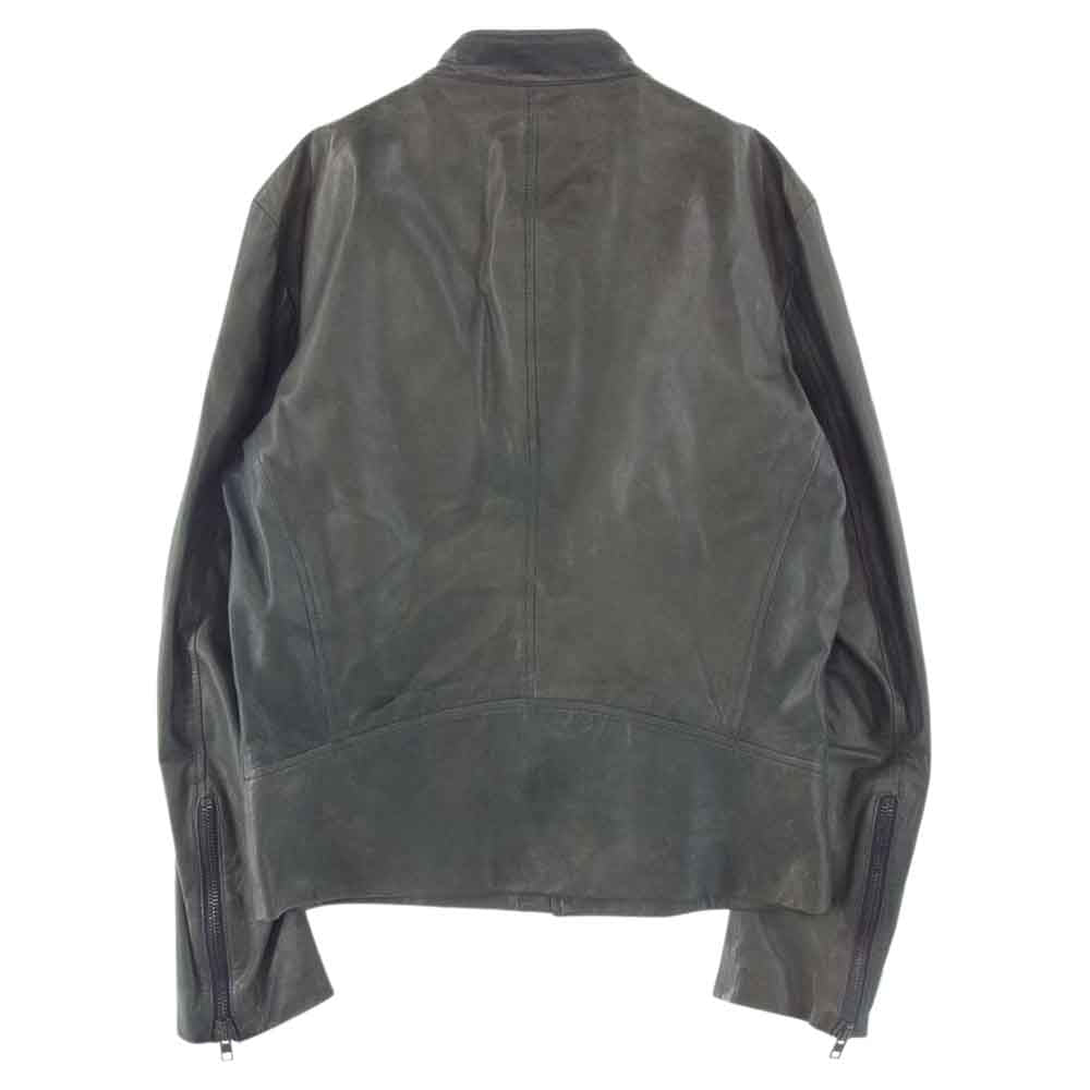 MARTIN MARGIELA マルタンマルジェラ 14SS S50AM0201 SX8208 ハの字ライダース 5zipライダース シープレザー ライダース ダークグリーン ダークグリーン 46【中古】