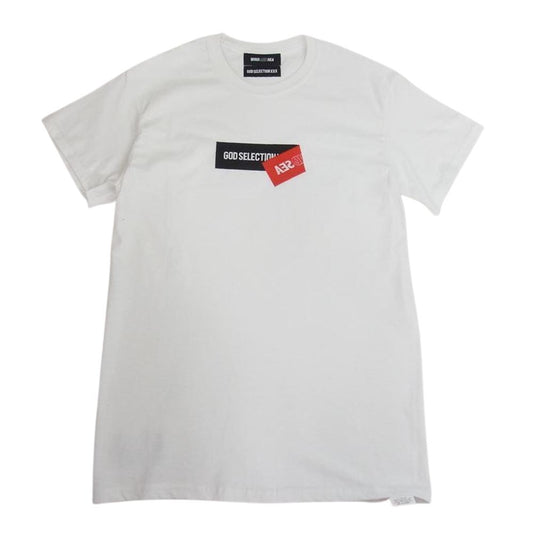 WIND AND SEA ウィンダンシー WDS-XXX-SP-09 × GOD SELECTION XXX ゴッドセレクション S/S T-Shirt ロゴ 刺繍 半袖 Tシャツ ホワイト系 S【美品】【中古】