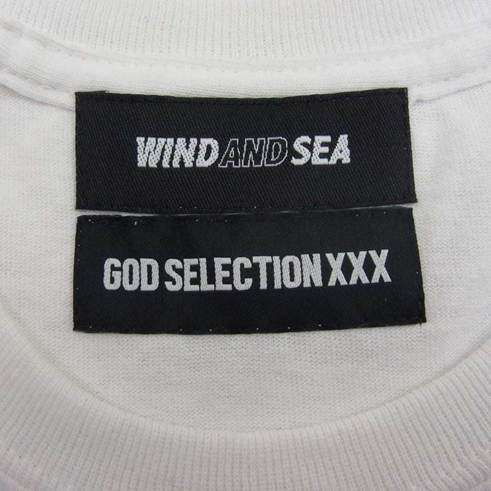 WIND AND SEA ウィンダンシー WDS-XXX-SP-09 × GOD SELECTION XXX ゴッドセレクション S/S T-Shirt ロゴ 刺繍 半袖 Tシャツ ホワイト系 S【美品】【中古】