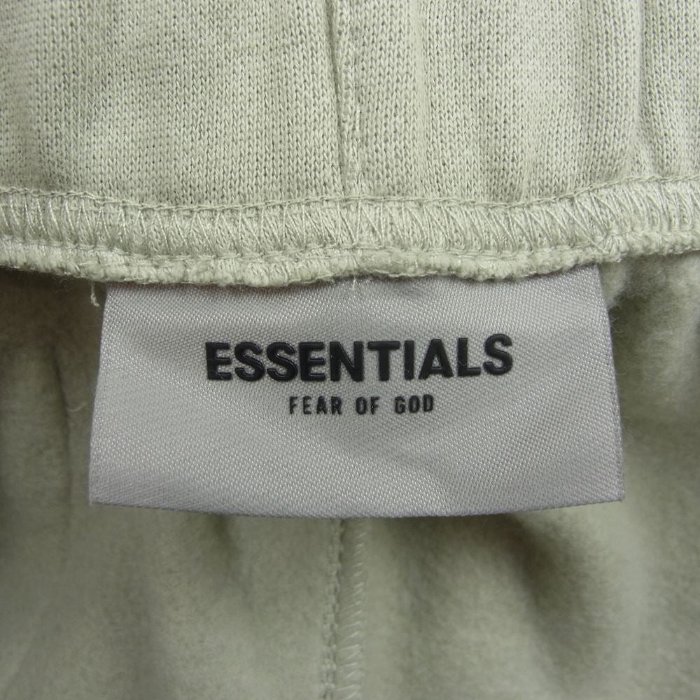 FEAR OF GOD フィアオブゴッド ESSENTIALS エッセンシャルズ ラバー ロゴ プリント スウェット ショーツ ハーフ パンツ カーキ系 S【中古】