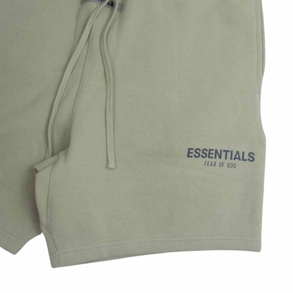 FEAR OF GOD フィアオブゴッド ESSENTIALS エッセンシャルズ ラバー ロゴ プリント スウェット ショーツ ハーフ パンツ カーキ系 S【中古】