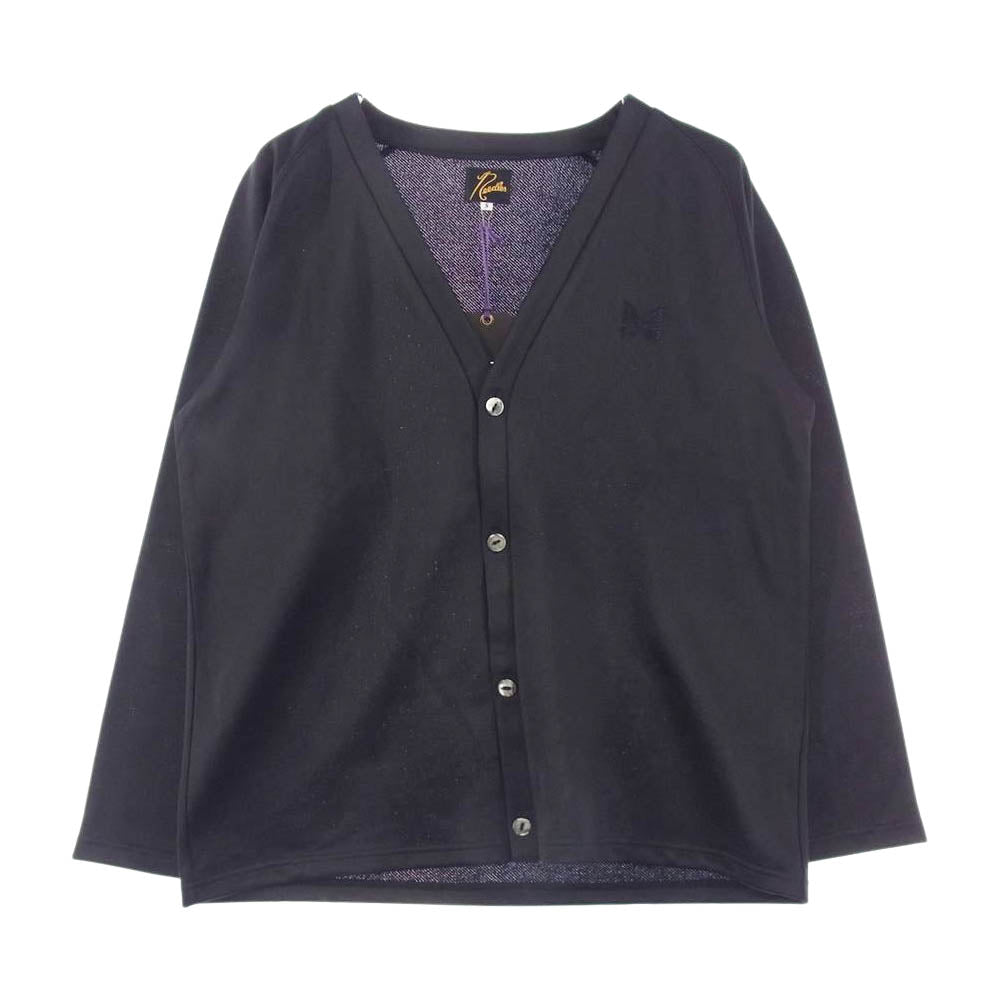 Needles ニードルス LQ246 V Neck Cardigan C/Pe Bright Jersey パピヨン刺繍 ジャージー カーディガン ブラック系 S【中古】