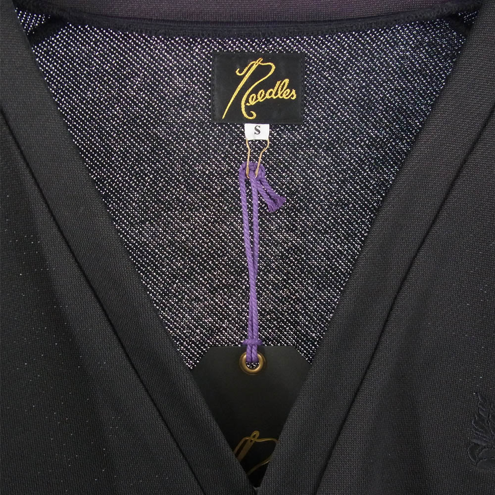Needles ニードルス LQ246 V Neck Cardigan C/Pe Bright Jersey パピヨン刺繍 ジャージー カーディガン ブラック系 S【中古】