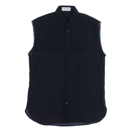 SAINT LAURENT サンローラン 467309 シースルー ノースリーブ シャツ ブラック系【中古】