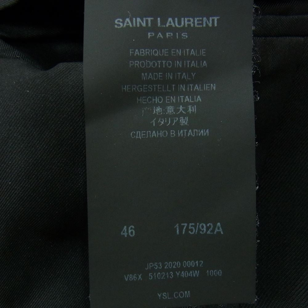 SAINT LAURENT サンローラン 20SS 510213 2B ノッチドラペル テーラード ジャケット ブラック系 46【中古】