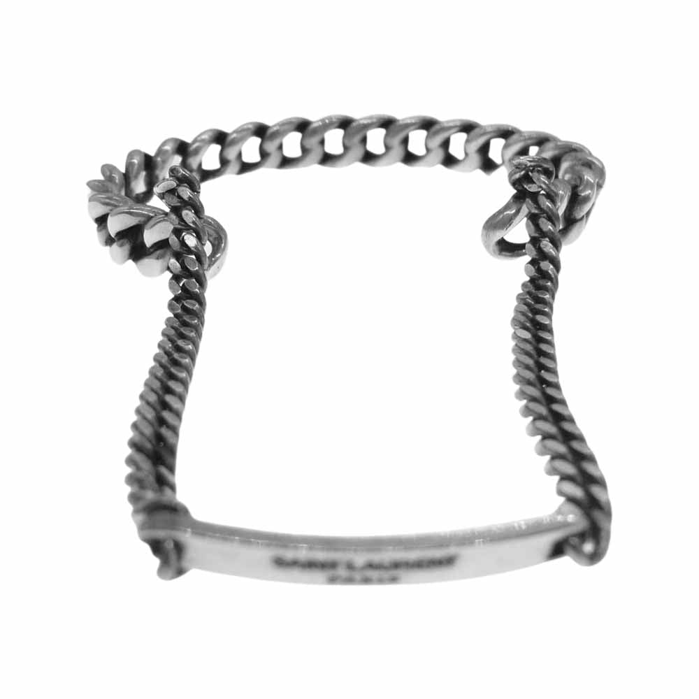 SAINT LAURENT サンローラン 669667 ダブルカフ カーブ チェーン ブレス シルバー系【中古】