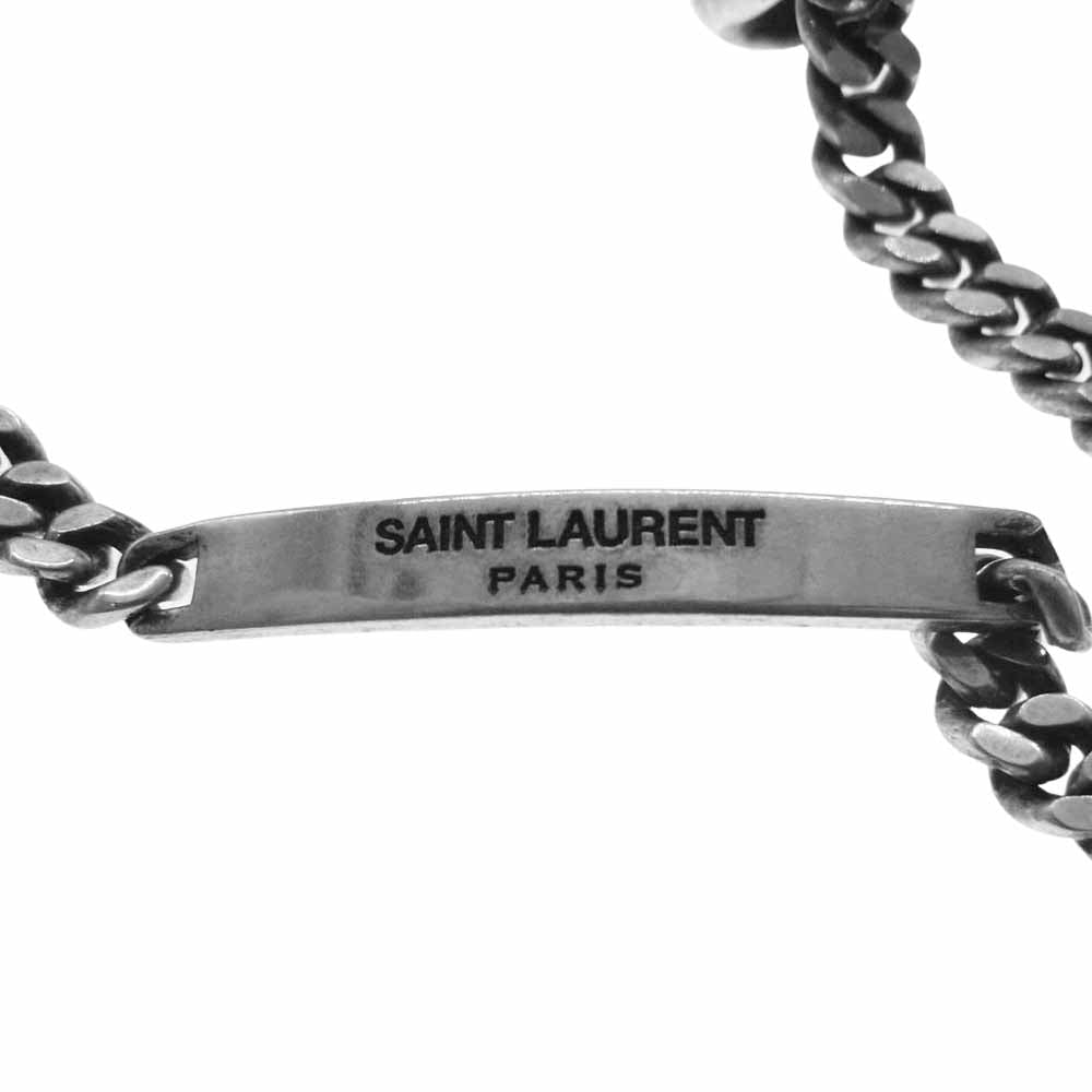 SAINT LAURENT サンローラン 669667 ダブルカフ カーブ チェーン ブレス シルバー系【中古】