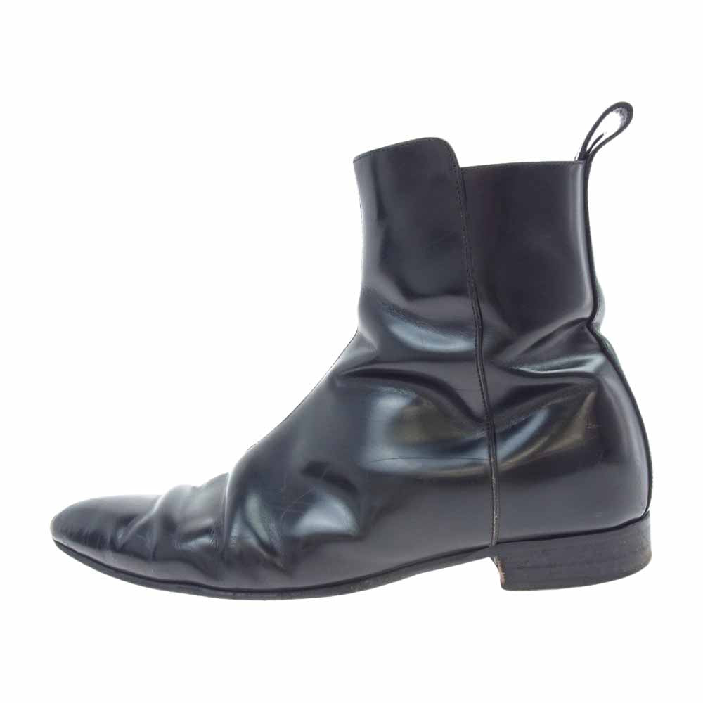 SAINT LAURENT サンローラン 480085 サイドジップ レザー ブーツ ブラック系 42【中古】