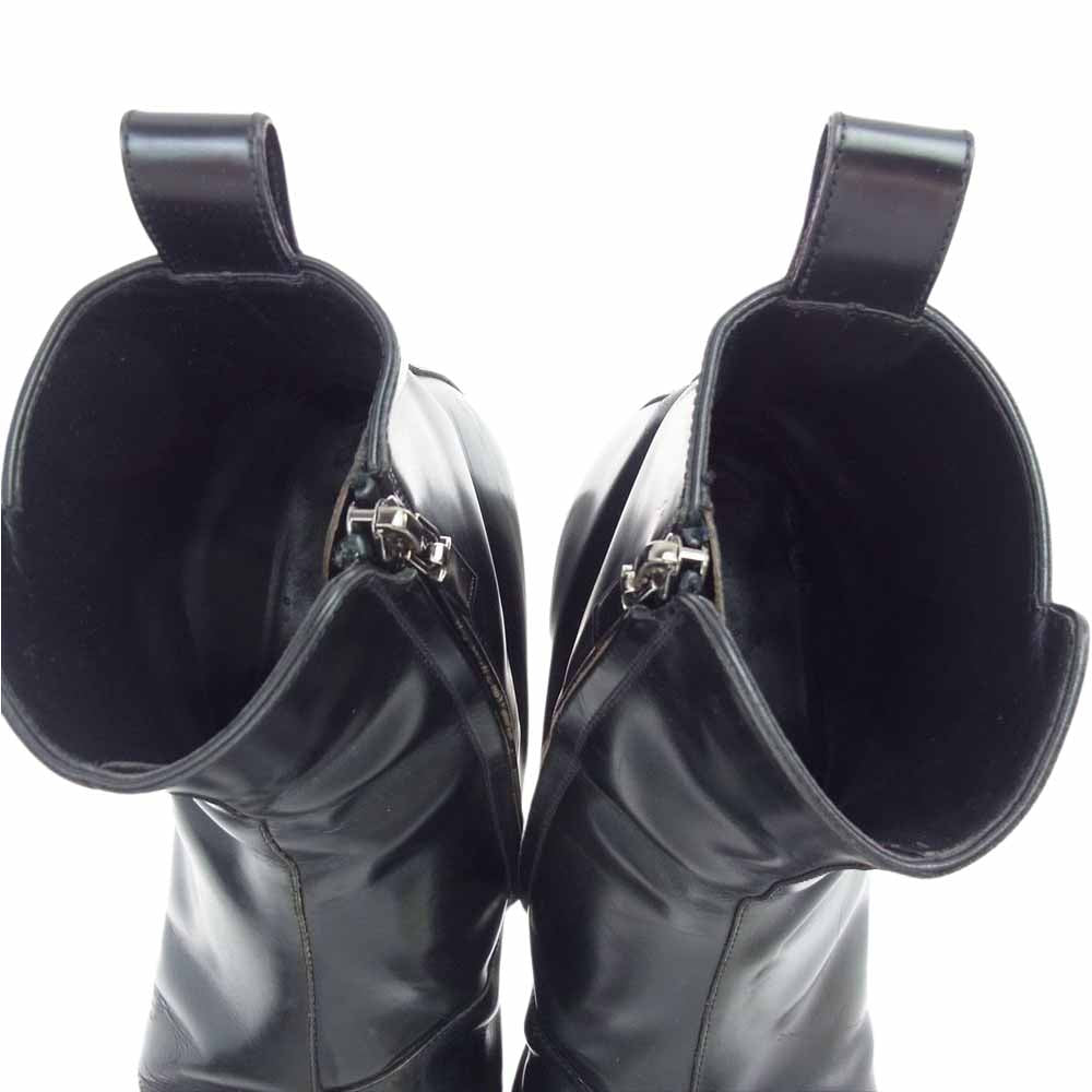 SAINT LAURENT サンローラン 480085 サイドジップ レザー ブーツ ブラック系 42【中古】