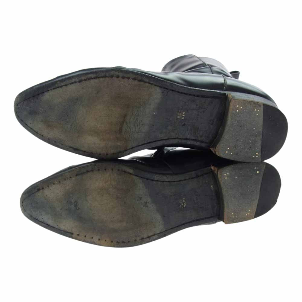 SAINT LAURENT サンローラン 480085 サイドジップ レザー ブーツ ブラック系 42【中古】