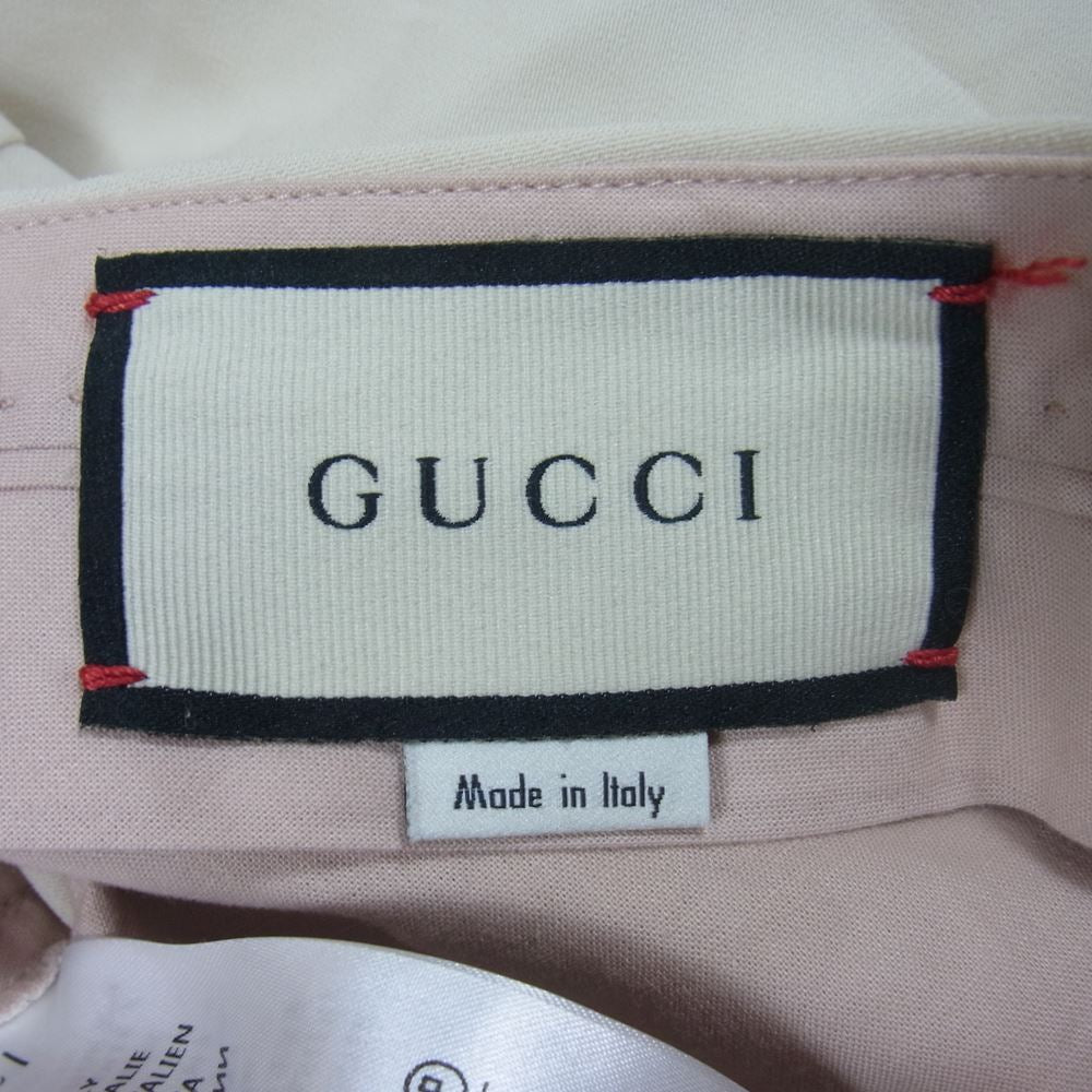 GUCCI グッチ 578230 ZKR01 国内正規品 Contrast Trim Bootcut Trousers コントラスト トリム ブーツカット サイドライン トラウザーズ パンツ ベージュ系 40【中古】