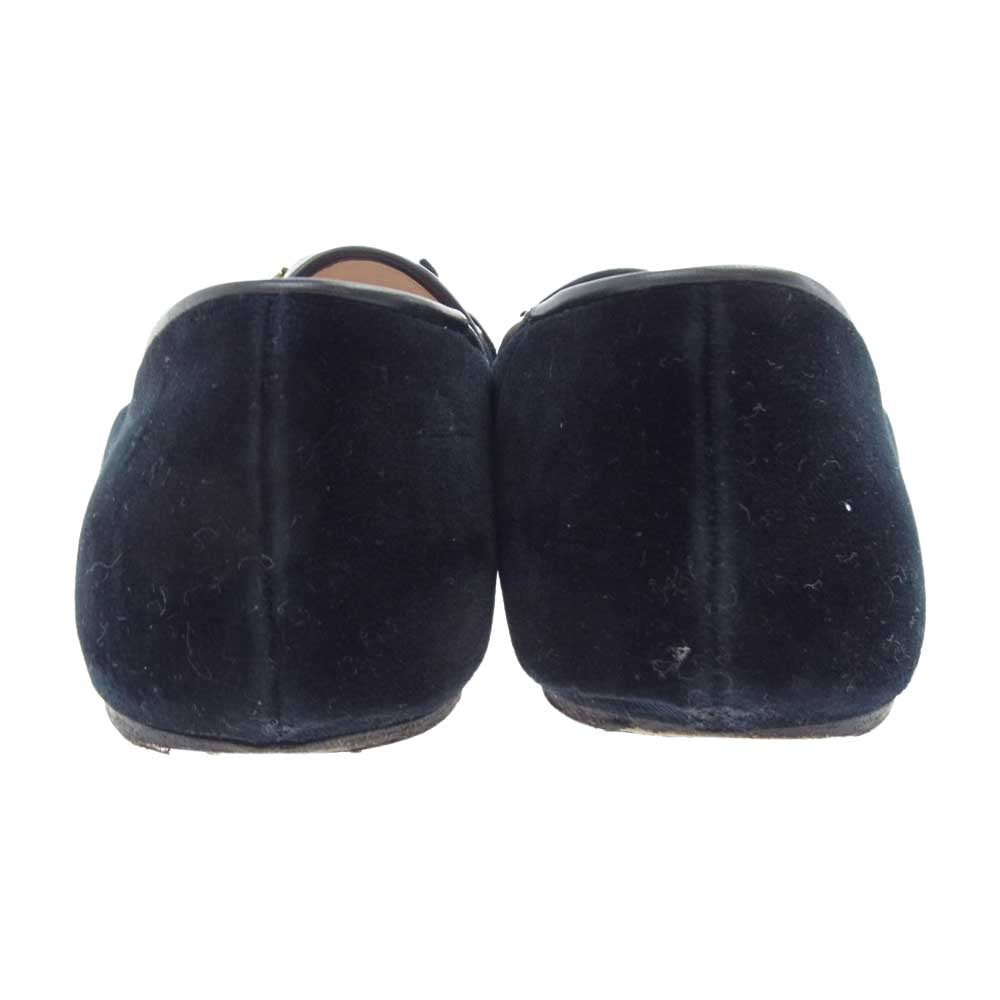 GUCCI グッチ 474491 バレリーナ ベロア パール フラットシューズ ブラック系【中古】