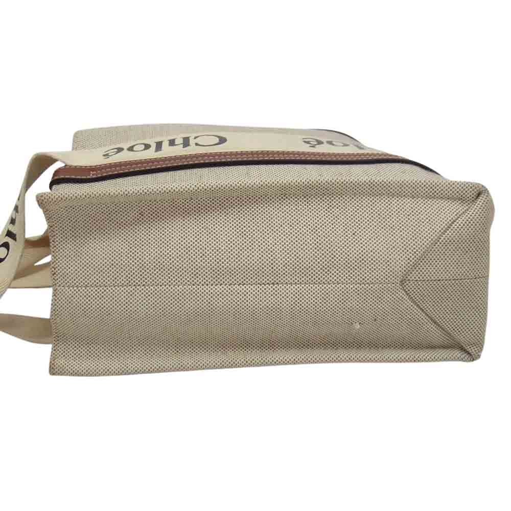 Chloe クロエ Woody ウッディ キャンバス トートバッグ ミディアム ブラウン系【中古】