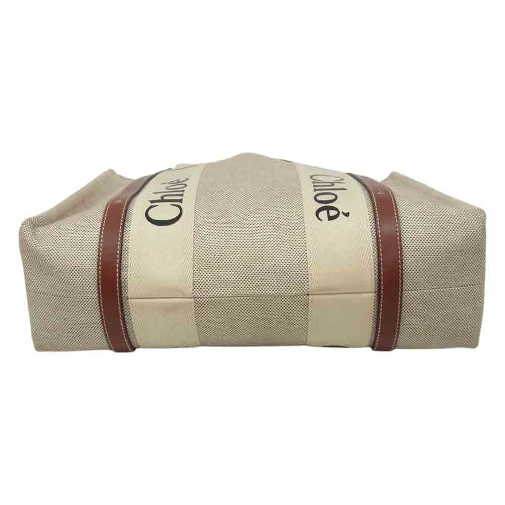 Chloe クロエ Woody ウッディ キャンバス トートバッグ ミディアム ブラウン系【中古】