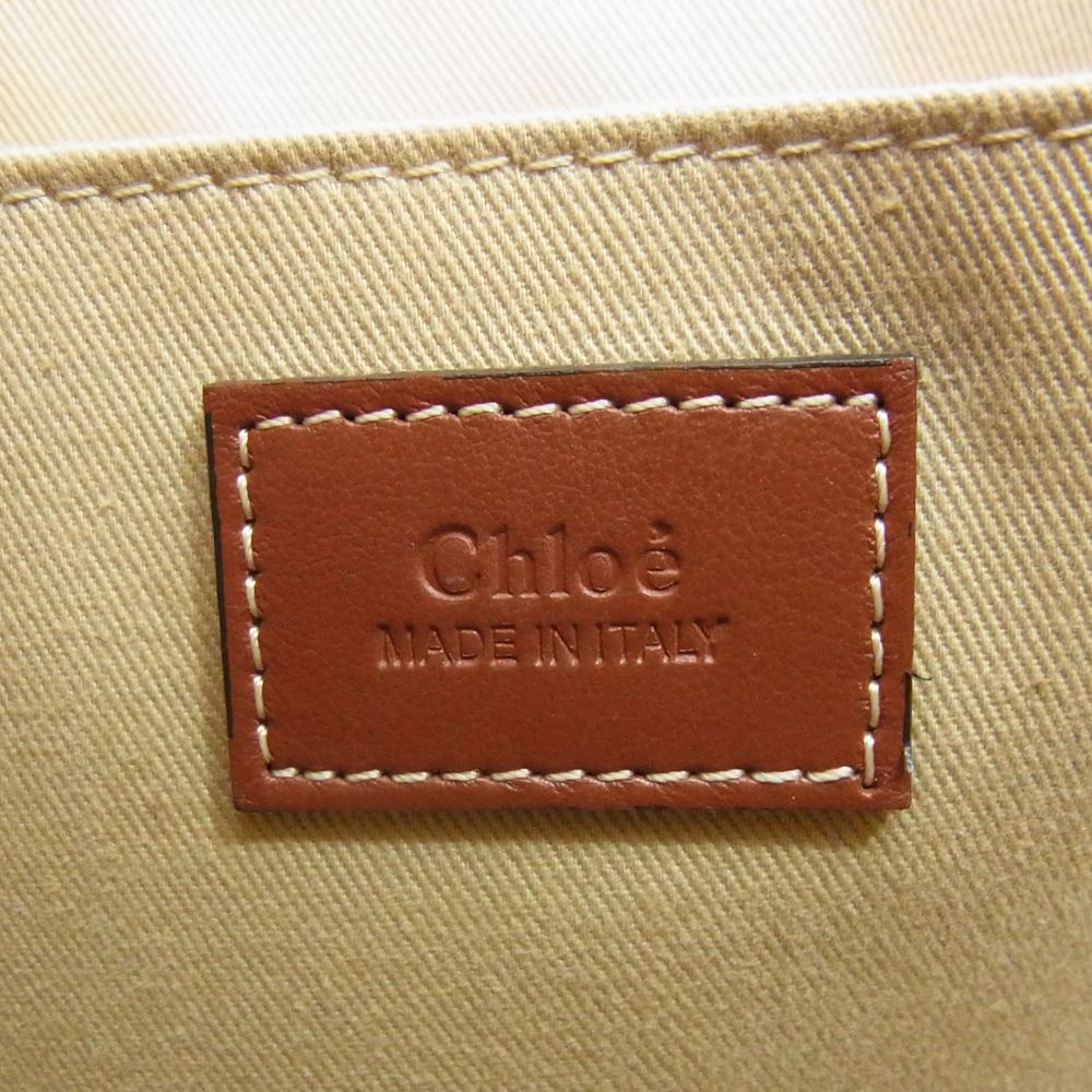 Chloe クロエ Woody ウッディ キャンバス トートバッグ ミディアム ブラウン系【中古】