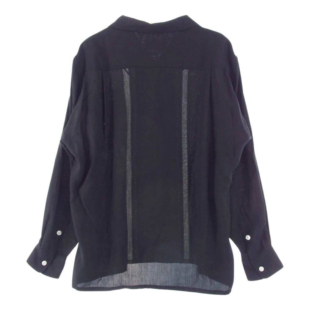 WACKO MARIA ワコマリア THREE-TONE 50'S SHIRT スリー トーン ライン 長袖 シャツ ブラック系 ブラウン系 M【美品】【中古】