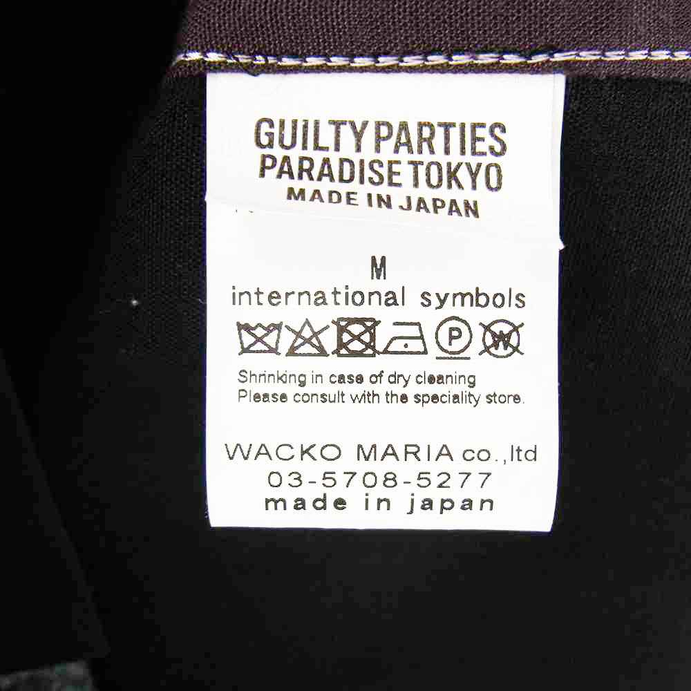 WACKO MARIA ワコマリア THREE-TONE 50'S SHIRT スリー トーン ライン 長袖 シャツ ブラック系 ブラウン系 M【美品】【中古】