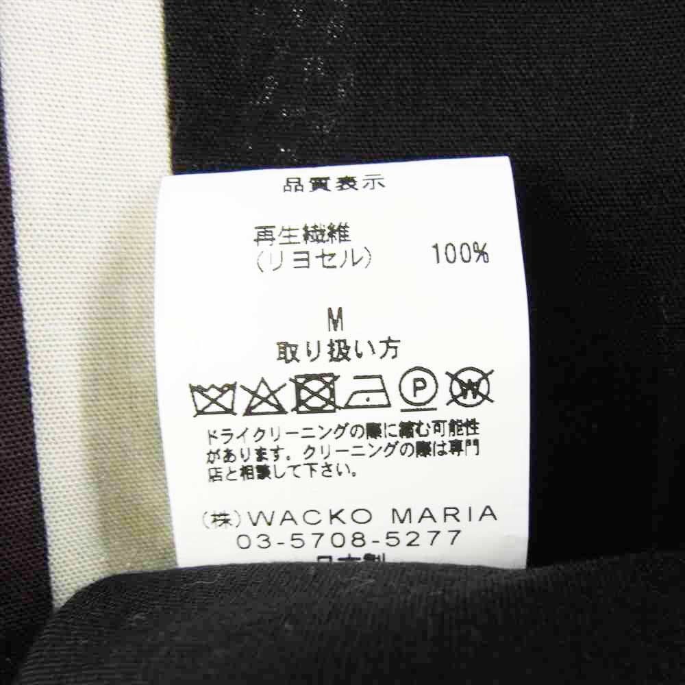 WACKO MARIA ワコマリア THREE-TONE 50'S SHIRT スリー トーン ライン 長袖 シャツ ブラック系 ブラウン系 M【美品】【中古】