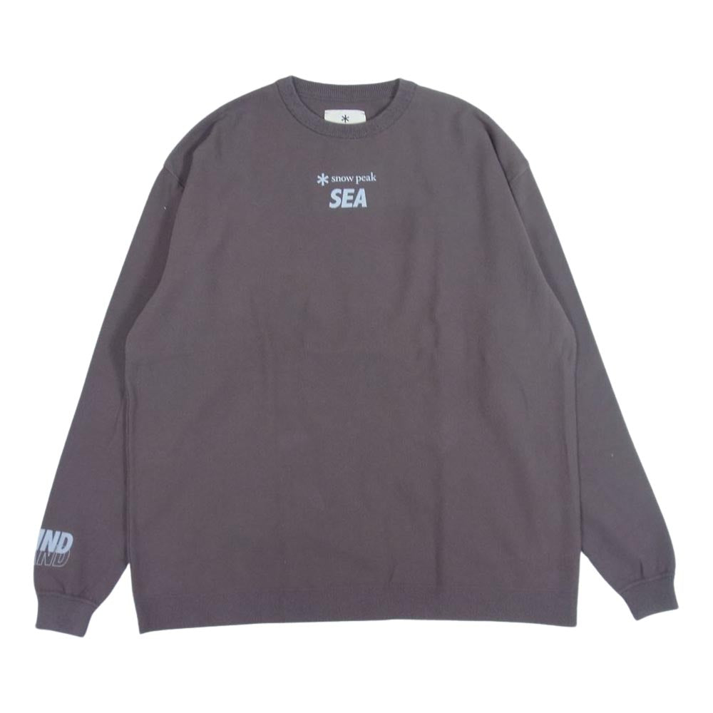 WIND AND SEA ウィンダンシー Snow Peak スノーピーク CO／PE DRY L／S Tshirt ロングスリーブ カットソー 長袖 Tシャツ チャコール系 M【中古】