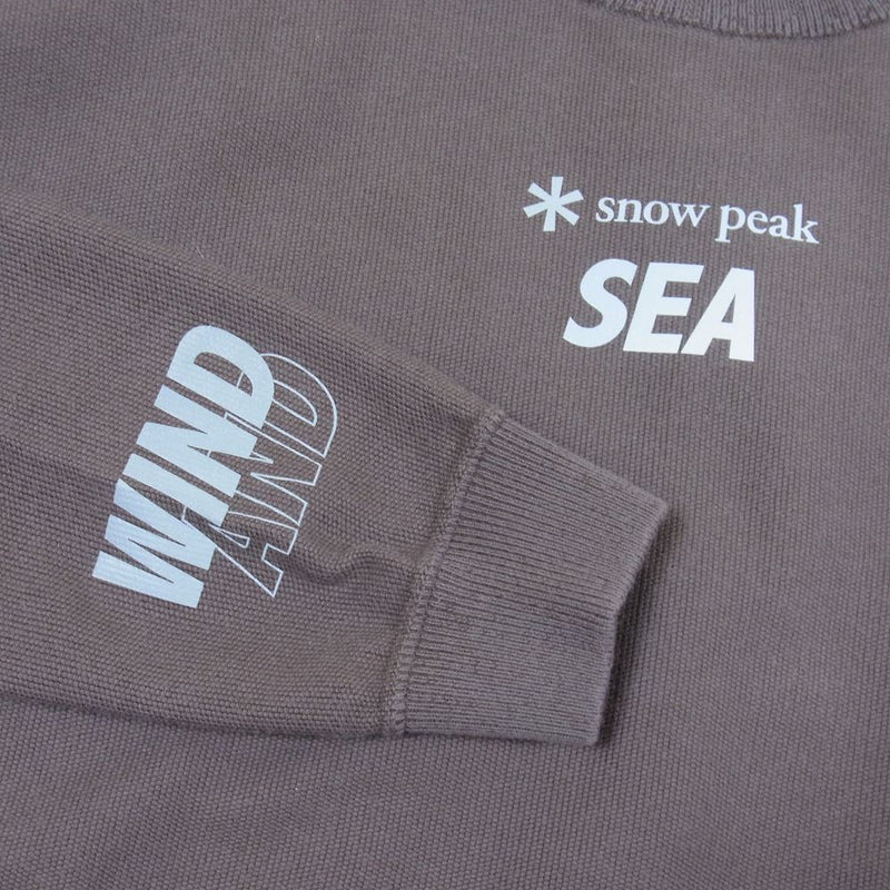 WIND AND SEA ウィンダンシー Snow Peak スノーピーク CO／PE DRY L／S Tshirt ロングスリーブ カットソー 長袖 Tシャツ チャコール系 M【中古】