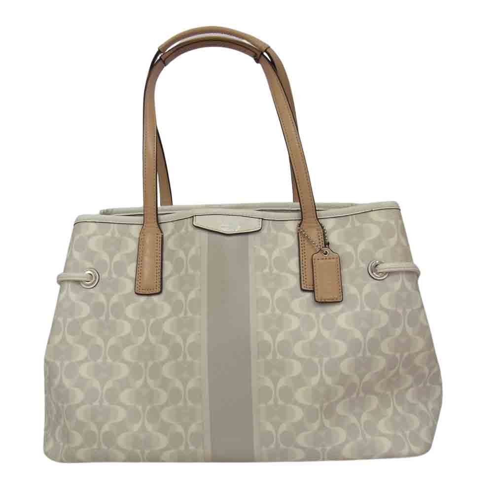 COACH コーチ F29183 シグネチャー ハンドバッグ トートバッグ ベージュ系【中古】