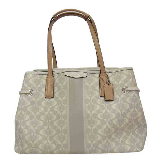 COACH コーチ F29183 シグネチャー ハンドバッグ トートバッグ ベージュ系【中古】