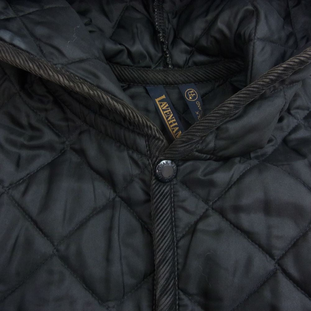 LAVENHAM ラベンハム CRAYDON クレイドン キルティング フード ジャケット ブラック系 36【中古】