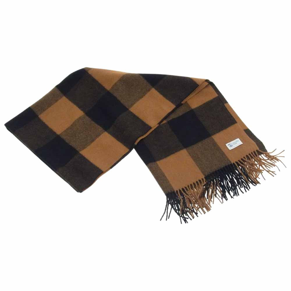 JOHNSONS ジョンソンズ カシミヤ 大判 チェック ストール ブラック系 ブラウン系【美品】【中古】