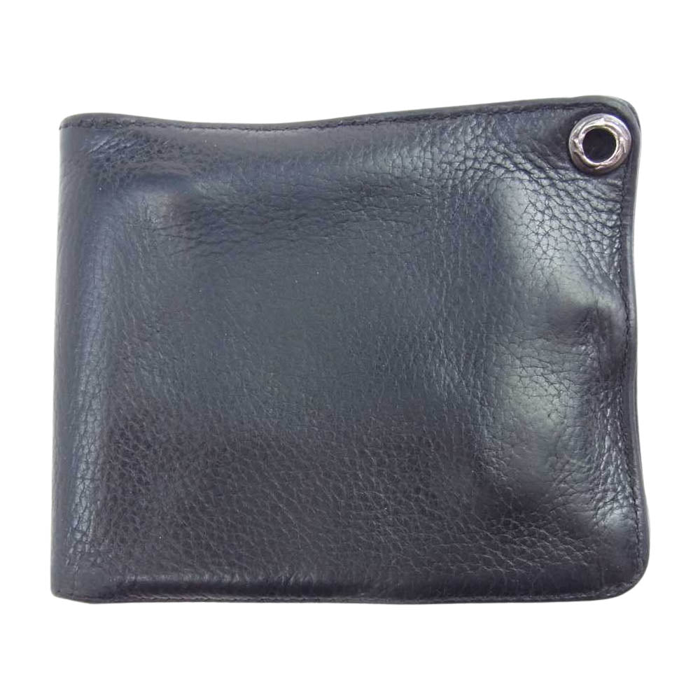 CHROME HEARTS クロムハーツ（原本有） 1SNAP 1スナップ CH クロスボールボタン レザー ウォレット ブラック系【中古】