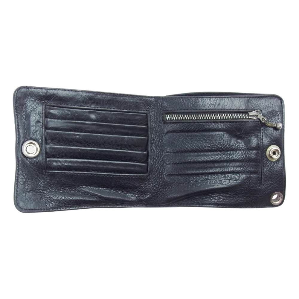 CHROME HEARTS クロムハーツ（原本有） 1SNAP 1スナップ CH クロスボールボタン レザー ウォレット ブラック系【中古】