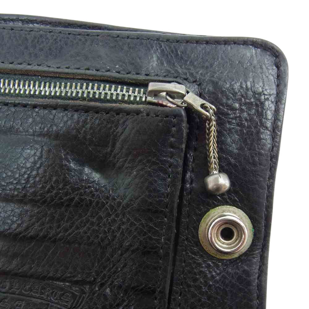 CHROME HEARTS クロムハーツ（原本有） 1SNAP 1スナップ CH クロスボールボタン レザー ウォレット ブラック系【中古】