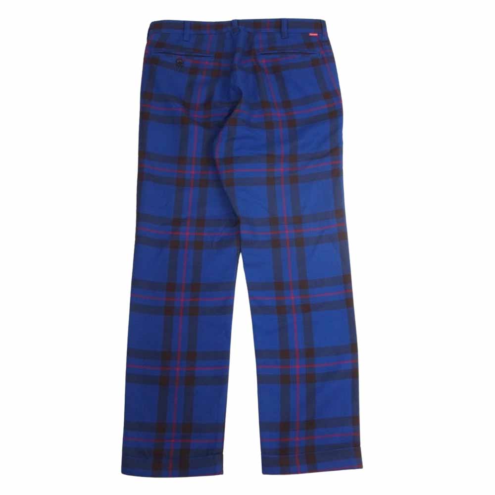Supreme シュプリーム 15AW  × COMME des GARCONS SHIRT コムデギャルソンシャツ Lochcarron of Scotland tartan ロキャロン スコットランド タータン チェック パンツ ブルー系 30【中古】