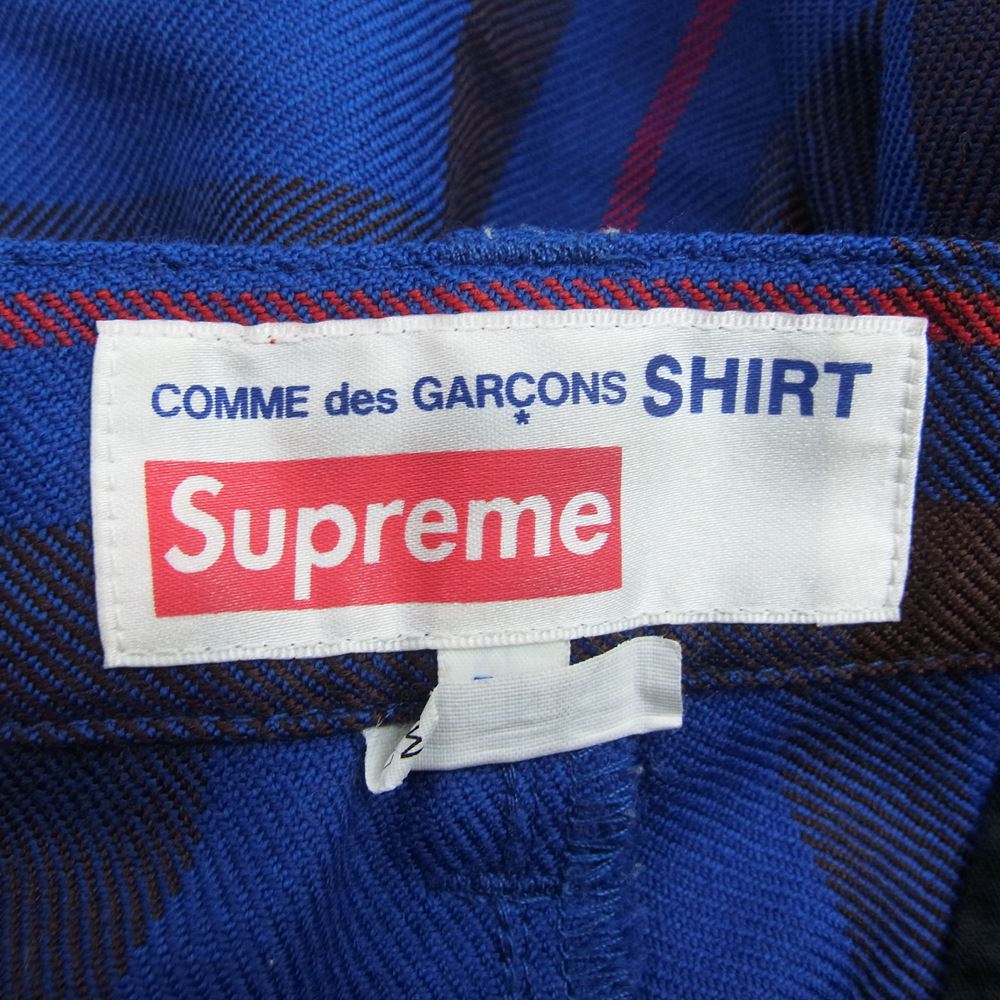 Supreme シュプリーム 15AW  × COMME des GARCONS SHIRT コムデギャルソンシャツ Lochcarron of Scotland tartan ロキャロン スコットランド タータン チェック パンツ ブルー系 30【中古】