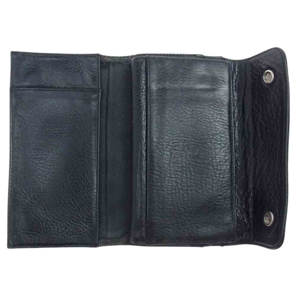 CHROME HEARTS クロムハーツ（原本無） ウェーブ クロスボール ボタン レザー ウォレット ブラック系【中古】