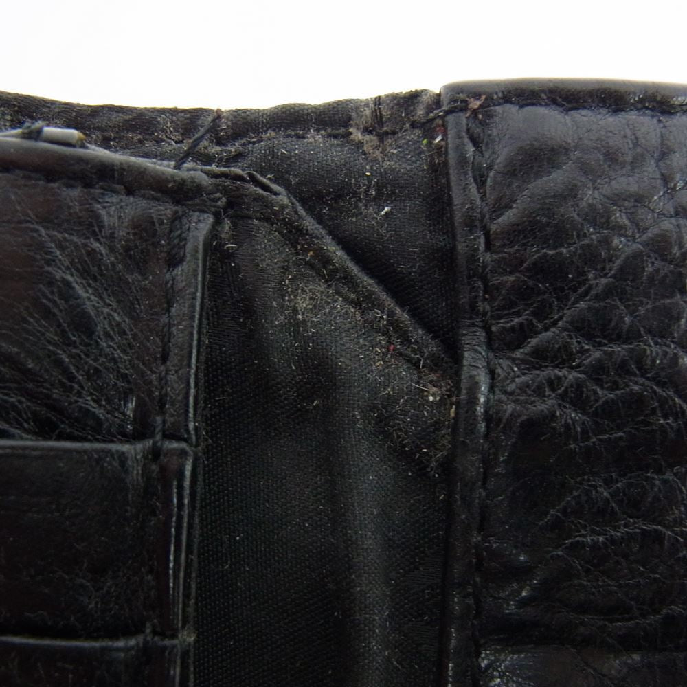 CHROME HEARTS クロムハーツ（原本無） ウェーブ クロスボール ボタン レザー ウォレット ブラック系【中古】