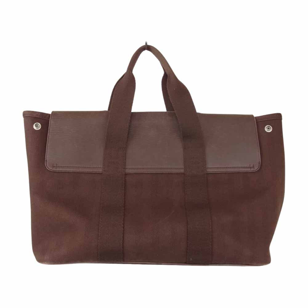 HERMES エルメス ヴァルパライソ GM トワルシェブロン レザー トート バッグ ブラウン系【中古】