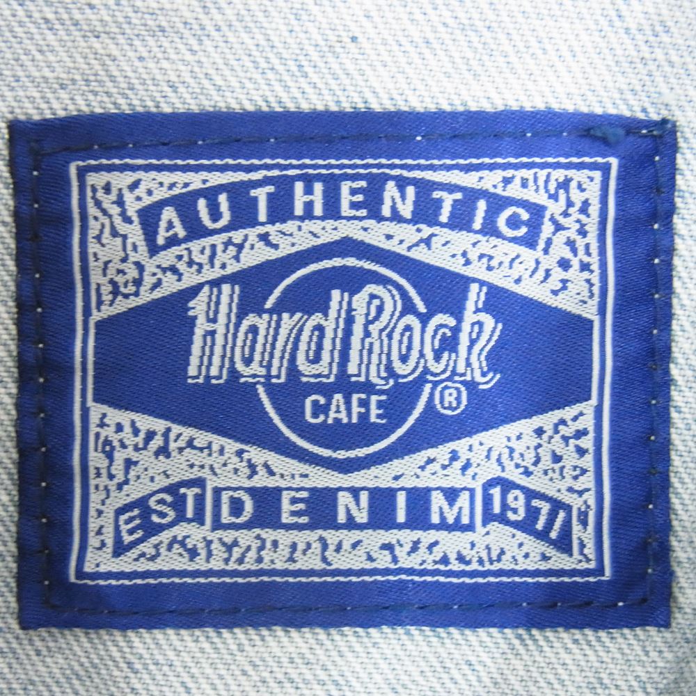 ハードロックカフェ　 刺繍 ビッグ ロゴ Gジャン デニムジャケット  インディゴブルー系 M【中古】