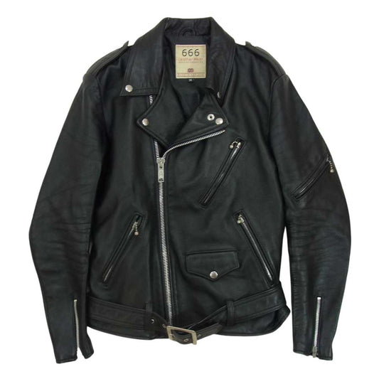 トリプルシックス レザー ウェア 英国製 ダブル ライダース ジャケット ブラック系 36【中古】