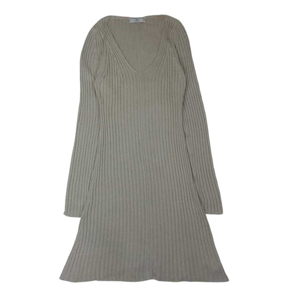 VALENTINO ヴァレンティノ Vネック ロング ニット ワンピース ベージュ系【中古】