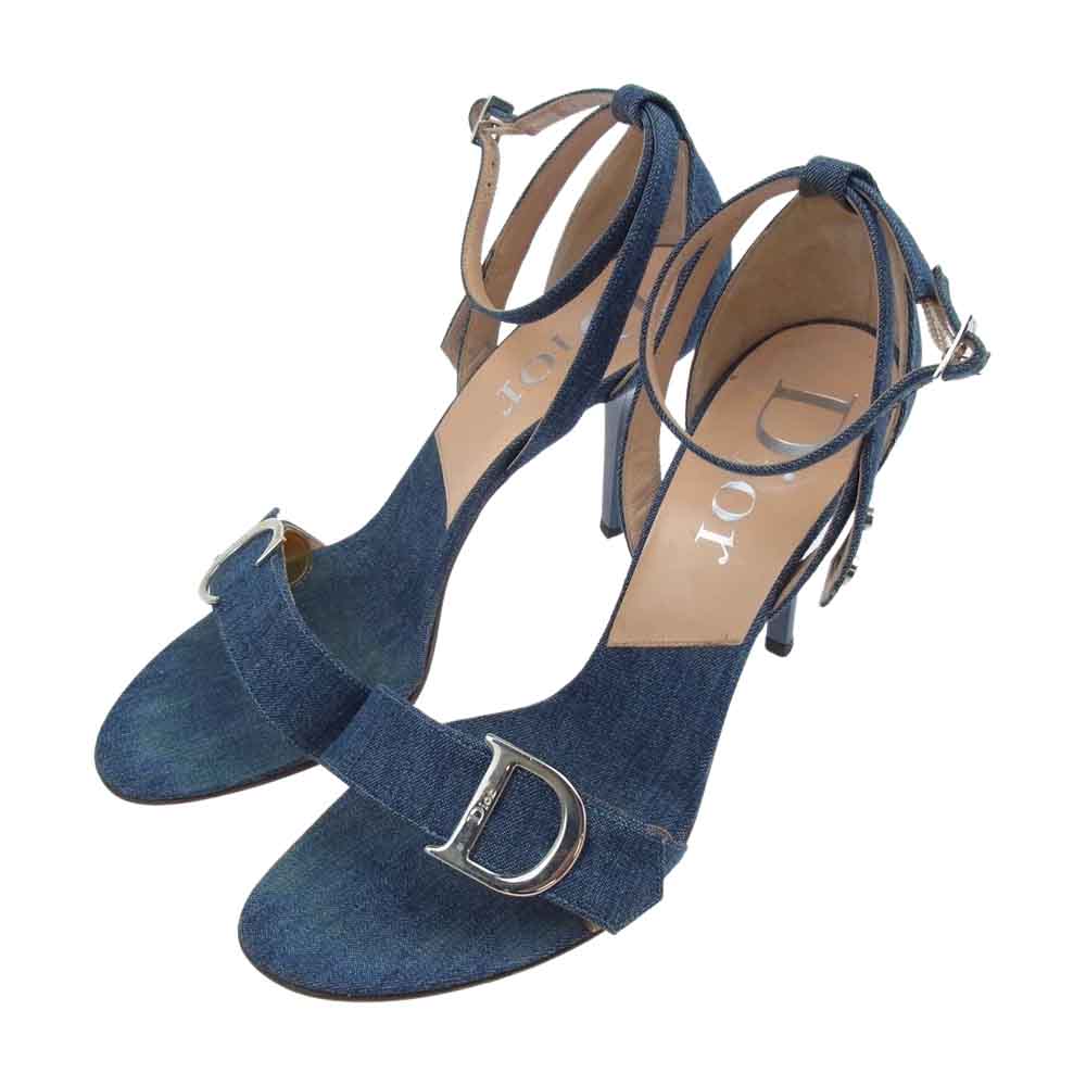 Dior ディオール デニム アンクルストラップ サンダル   インディゴブルー系 37 1/2【中古】