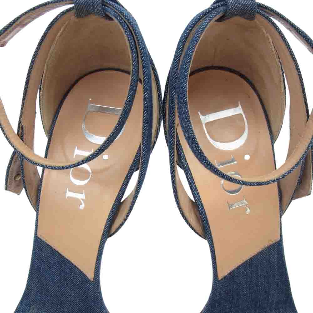 Dior ディオール デニム アンクルストラップ サンダル   インディゴブルー系 37 1/2【中古】