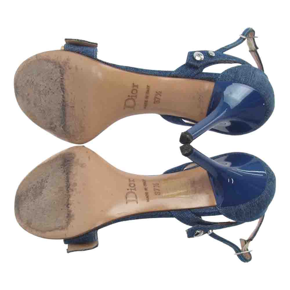 Dior ディオール デニム アンクルストラップ サンダル   インディゴブルー系 37 1/2【中古】