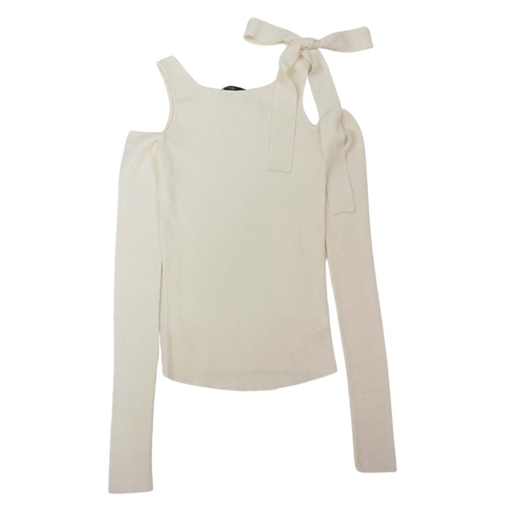 GUCCI グッチ 1119333 オープンショルダー リボン ニット ホワイト系 XS【中古】