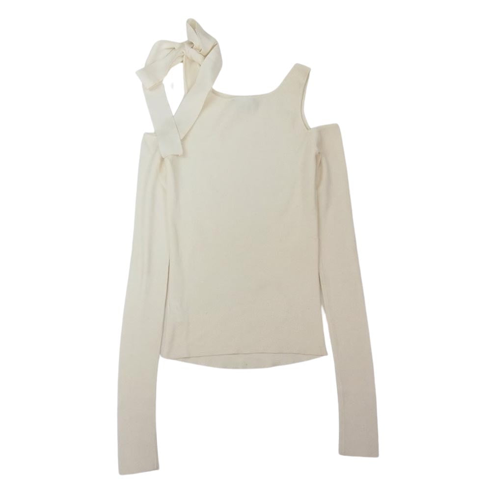 GUCCI グッチ 1119333 オープンショルダー リボン ニット ホワイト系 XS【中古】